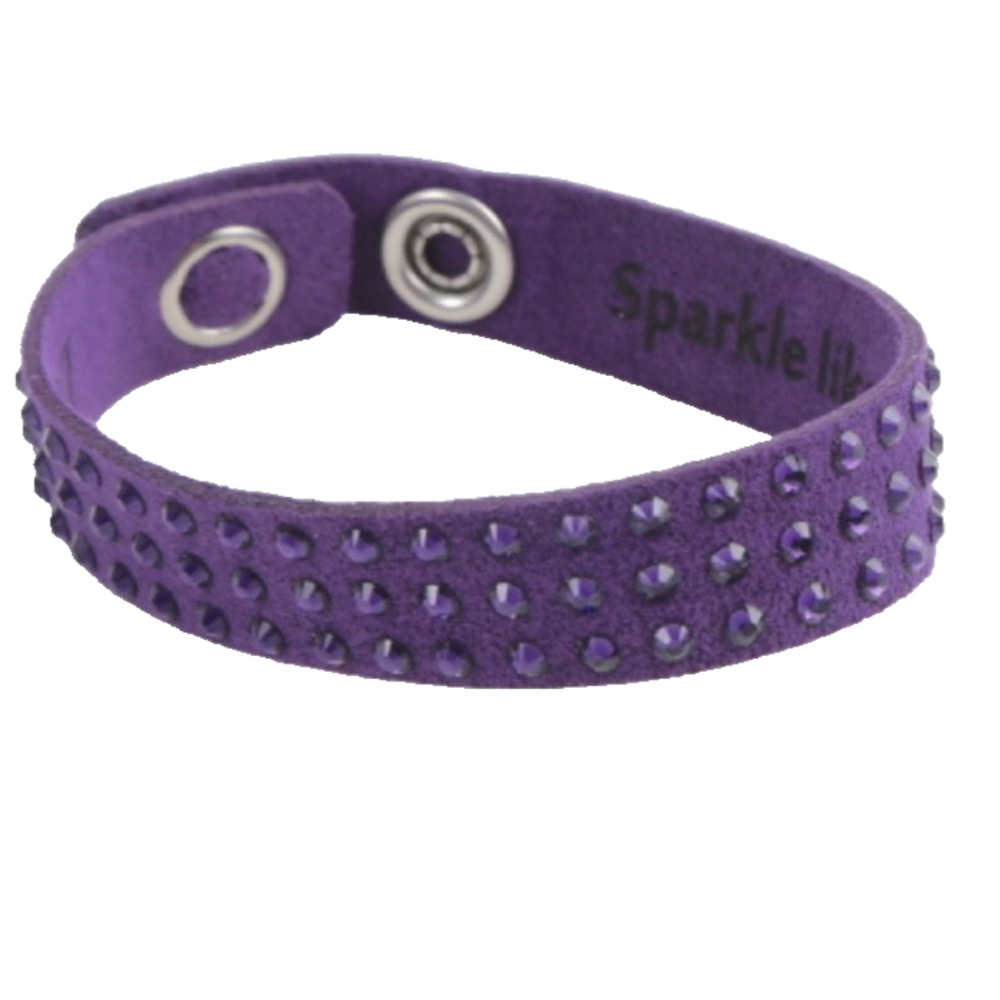 Swarovski Slake Purple Crystal Studded Suede Wrap Bracelet Adjustable Sparkle